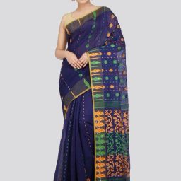 Pinkloom Blue Cotton Woven Saree-picture-24