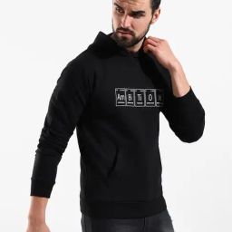 Campus Sutra Black Cotton Regular Fit Printed Hooded Sweatshirt-image-54