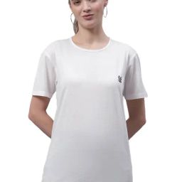 Vimal Jonney White Cotton Logo Print T-Shirt-image-105