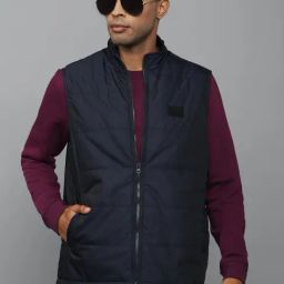 Allen Solly Navy Regular Fit Mock Collar Jacket-picture-15