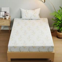 KOPA Rivera Skyblue Microfibre Floral 192 TC Single Flat Bedsheet with 1 Pillow Cover-image-95