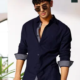 Moda Rapido Men Pack Of 2 Standard Slim Fit Spread Collar Solid Cotton Casual Shirts-image-96