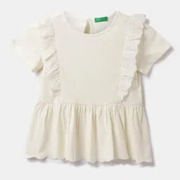United Colors of Benetton Kids Off White Solid Dress-picture-11