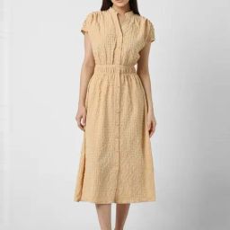 Van Heusen Beige Self Pattern A-Line Dress-image-94