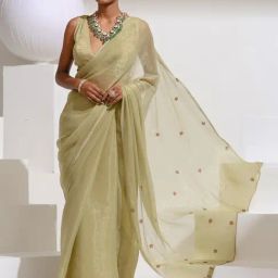 Swtantra Green Embellished Saree With Unstitched Blouse-image-42