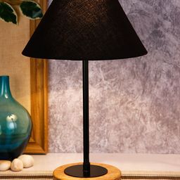 Devansh Black & Gold-Toned Solid Bedside Standard Table Lamp with Shade image 5
