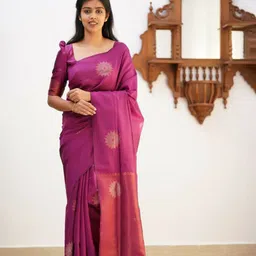 SWEETPEL Woven Design Zari Silk Blend Banarasi Saree-picture-13