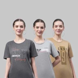 Vimal Jonney Grey & Beige Cotton Printed Sports T-Shirt - Pack Of 3-picture-10