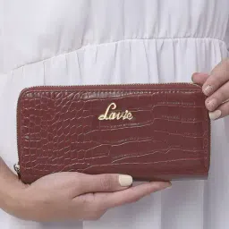 Lavie Maroon Textured Zip Around Wallet for Women-image-28