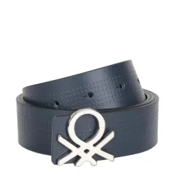 United Colors of Benetton Castello Navy & Black Leather Reversible Belt for Men-image-70
