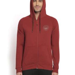 Wildcraft Maroon Regular Fit Logo Print Hooded Sweatshirt-41