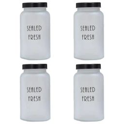Femora Frosted Glass Storage Jar With Black Lid (1.5 L) - Set of 4-image-18
