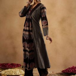 Indo Era Printed Square Neck Pure Cotton Tunic With Trouser image 4