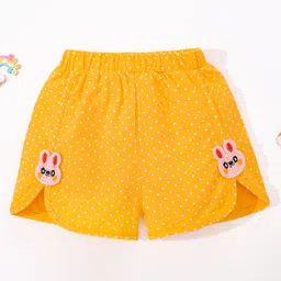 Kookie Kids Knee Length Shorts Polka Print & Bunny Patch - Yellow-picture-29