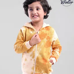 Babyoye Eco-conscious 100% Cotton Brushed Fleece Full Sleeves Tie and Dye Hooded Sweatshirt - Yellow-picture-44