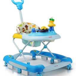 LuvLap Comfy Baby Walker & Rocker with Parental Push Handle Height Adjustable with Light - Blue-23