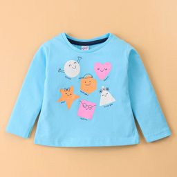 Pink Rabbit Single Jersey Full Sleeves Top Shapes Print - Blue-picture-48