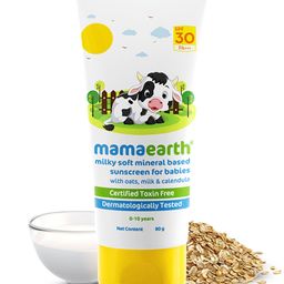 Mamaearth Baby Milk Soft Miniral Based Sunscreen with SPF 30 & PA+++ and Oats Milk and Calendula- 80 g-image-34