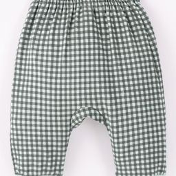 First Smile Interlock Full Length Diaper Leggings Checked- Grey & White-18