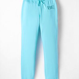 UCB Cotton Knit Full Length Lounge Pant With Text Print - Aqua Blue-image-48