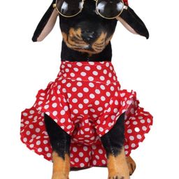Tickles Soft Stuffed Plush Animal Sitting Rottweiler Dog Wearing Dots Printed Design Dress with Googles Toy for Kids Boys & Girls (Color: Brown and Black Height 39 cm)-12