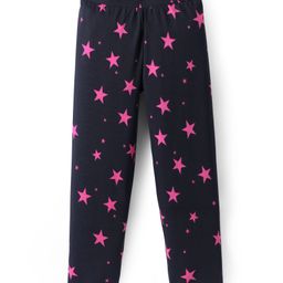 Pine Kids Cotton Lycra Knit Full Length Leggings with Stars Print - Black-picture-10