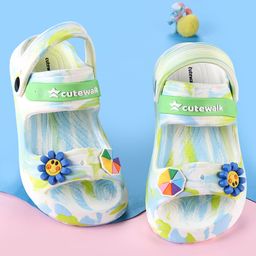 Cute Walk by Babyhug Clogs With Sunflower & Umbrella Applique - White-image-54