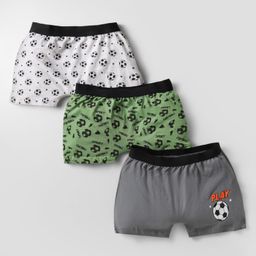 Bodycare Cotton Knit Boxers With Football Print Pack Of 3 - Green & Grey-picture-20