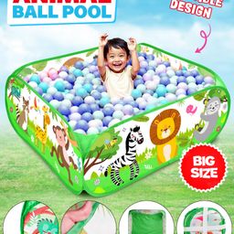 Fiddlerz Zoo Ball Pool Play Tent for Kids Large Foldable Pop-Up Indoor Outdoor 4 Side with Colorful Design Safe and Durable Fun Activity Playhouse for Boys and Girls (Balls Not Included)-11