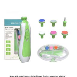 Numum Baby Nail Trimmer Electric Safe Baby Nail Clippers Manicure Set Trim Polish Grooming kit - Green/Blue (color and design may vary)-image-79