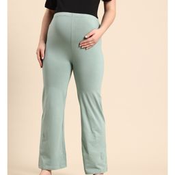 Blush 9 Cotton Solid High Waist Maternity Palazzo - Pista-image-92
