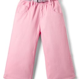 Babyhug Twill Full Length Solid Color Trouser with Stretch & Belt - Pink-image-87