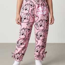Babyhug Disney Terry Knit Full Length Lounge Pant with Chip n Dale Graphics & Bow Applique - Pink-picture-13