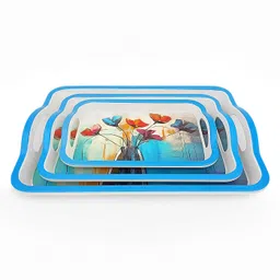 Superware Melamine Mattrix Serving Tray Set-Azure Poppy Matte (Set Of 3)-picture-15