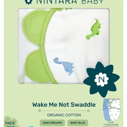 NINTARA BABY Wake Me Not Swaddle Wrap 100% Organic Cotton, Ultra-Soft Newborn Sleep Sack with Safe Velcro (0-3 Months) - Pack of 2-picture-4