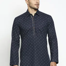 ARCHATTIRE Printed Cotton Shirt Collar Kurta-picture-3