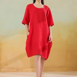 Aura By Sanskrutihomes Women Round Neck A-Line Dress-image-16
