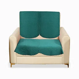Fashion Throw Teal Solid Velvet 2 Piece Sofa Cover-image-60