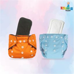 Chinmay Kids One Size Adjustable Baby Cloth Button Diaper - Washable/Reusable Nappies for Infants & Toddlers With Insert (8 X 8 inch) image 2