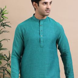TATTVA Men Tribal Checked Summer Sheers Kurta-image-89
