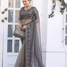 SAADHVI Embroidered Organza Saree-image-23