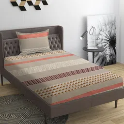 YaAkholic Grey 210 TC Single Bedsheet with 1 Pillow Covers-image-69