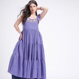 glitchez Floral Embroidered Flutter Sleeve Tiered A-Line Maxi Dress-picture-29