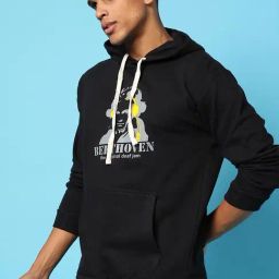 Campus Sutra Black Cotton Regular Fit Printed Hooded Sweatshirt-image-53