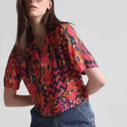 Only Orange Viscose Printed Shirt-image-15