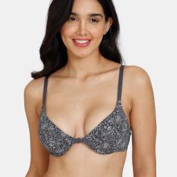 Zivame Grey Printed Half Coverage Padded T-Shirt Bra-image-36