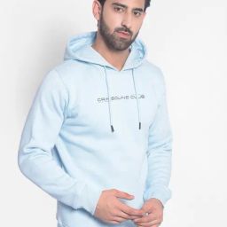 Crimsoune Club Blue Regular Fit Logo Printed Hooded Sweatshirt-image-48