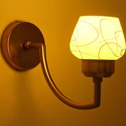 SOMIL Yellow & White Printed Glass Cylinder Shaped Wall Lamp-24