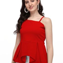 CORSICA One Shoulder Red Top-image-11