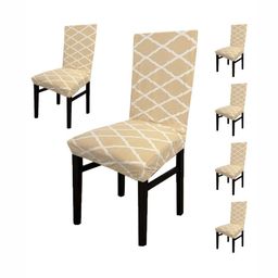GIFTS ISLAND Set Of 6 Beige Printed Chair Covers-10